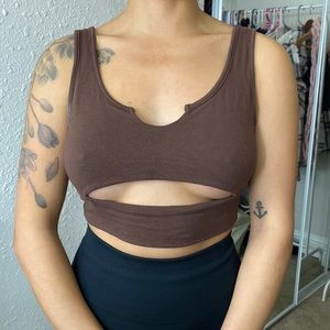 Brown Fashion Nova Medium Cut Out Crop Top